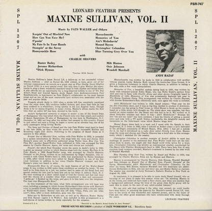 Maxine Sullivan / マキシン・サリヴァン / Leonard Feather Presents Maxine Sullivan, Vol. II (FSR-747)