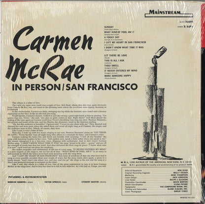 Carmen McRae / カーメン・マクレー / In Person / San Francisco (S/6091)