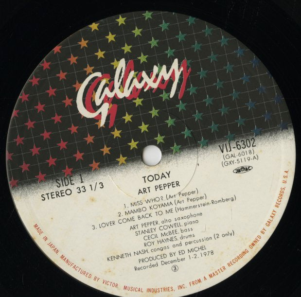 Art Pepper / アート・ペッパー / Today (VIJ-6302)