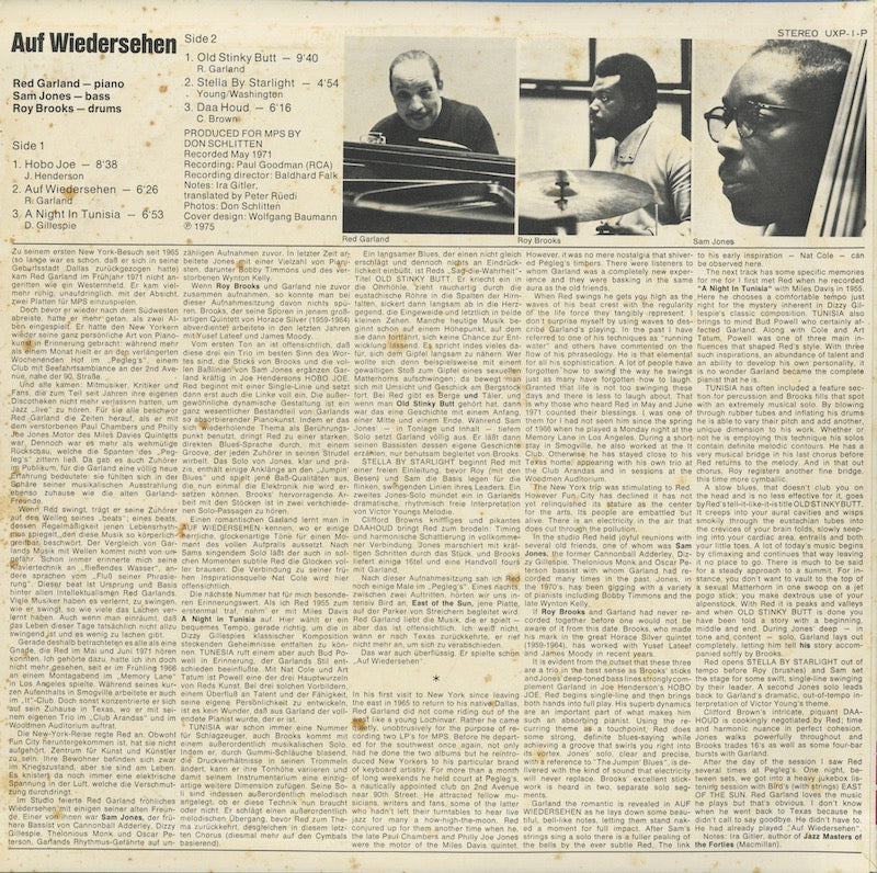 Red Garland / レッド・ガーランド / Auf Wiedersehen (UXP-1-P)