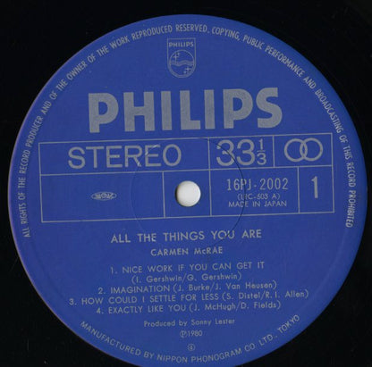 Carmen McRae / カーメン・マクレー / All The Things You Are (16PJ-2002)