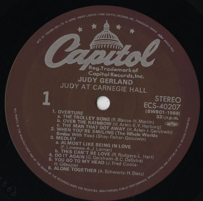 Judy Garland / ジュディ・ガーランド / Judy At Carnegie Hall - Judy In Person -2LP (ECS-40207-08)