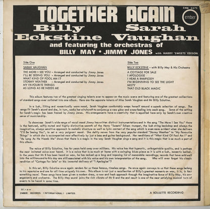 Sarah Vaughan And Billy Eckstine / サラ・ヴォーン ビリー・エクステイン / Together Again (EMB 3375)