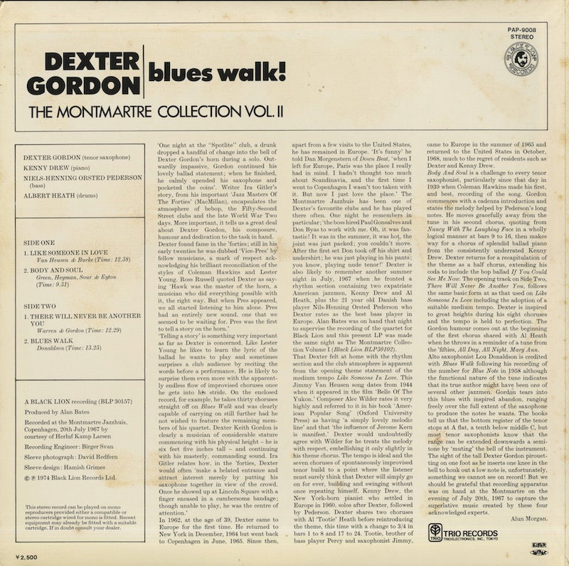 Dexter Gordon / デクスター・ゴードン / Blues Walk! The Montmartre Collection Vol. II (PAP-9008)