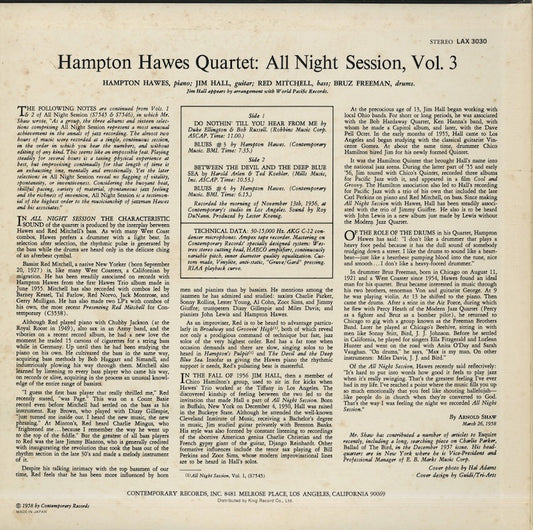 Hampton Hawes / ハンプトン・ホーズ / All Night Session! VOL.3 (LUX 3030)