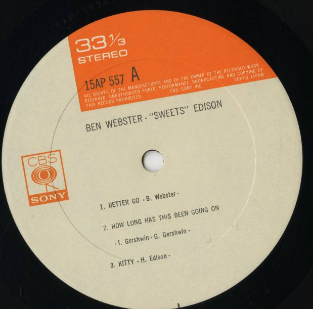 Ben Webster & Sweets Edison / ベン・ウェブスター / Wanted To Do One Together (15AP557)