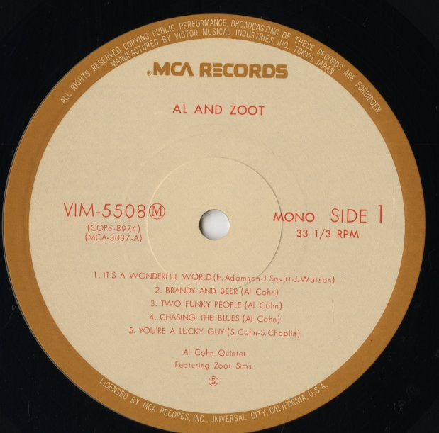Al Cohn / アル・コーン / Al And Zoot (VIM-5508(M))