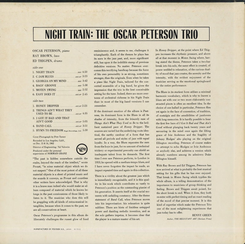 Oscar Peterson / オスカー・ピーターソン / Night Train (MV 2063)