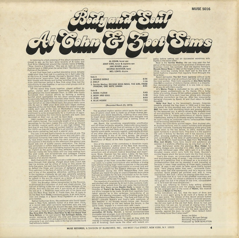 Al Cohn & Zoot Sims / アル・コーン ズート・シムズ / Body And Soul (MR 5016)
